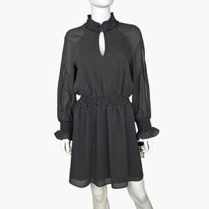 NWT RACHEL ROY Women's Long-sleeve Lucy Dot Dress (Black/White | Size M)